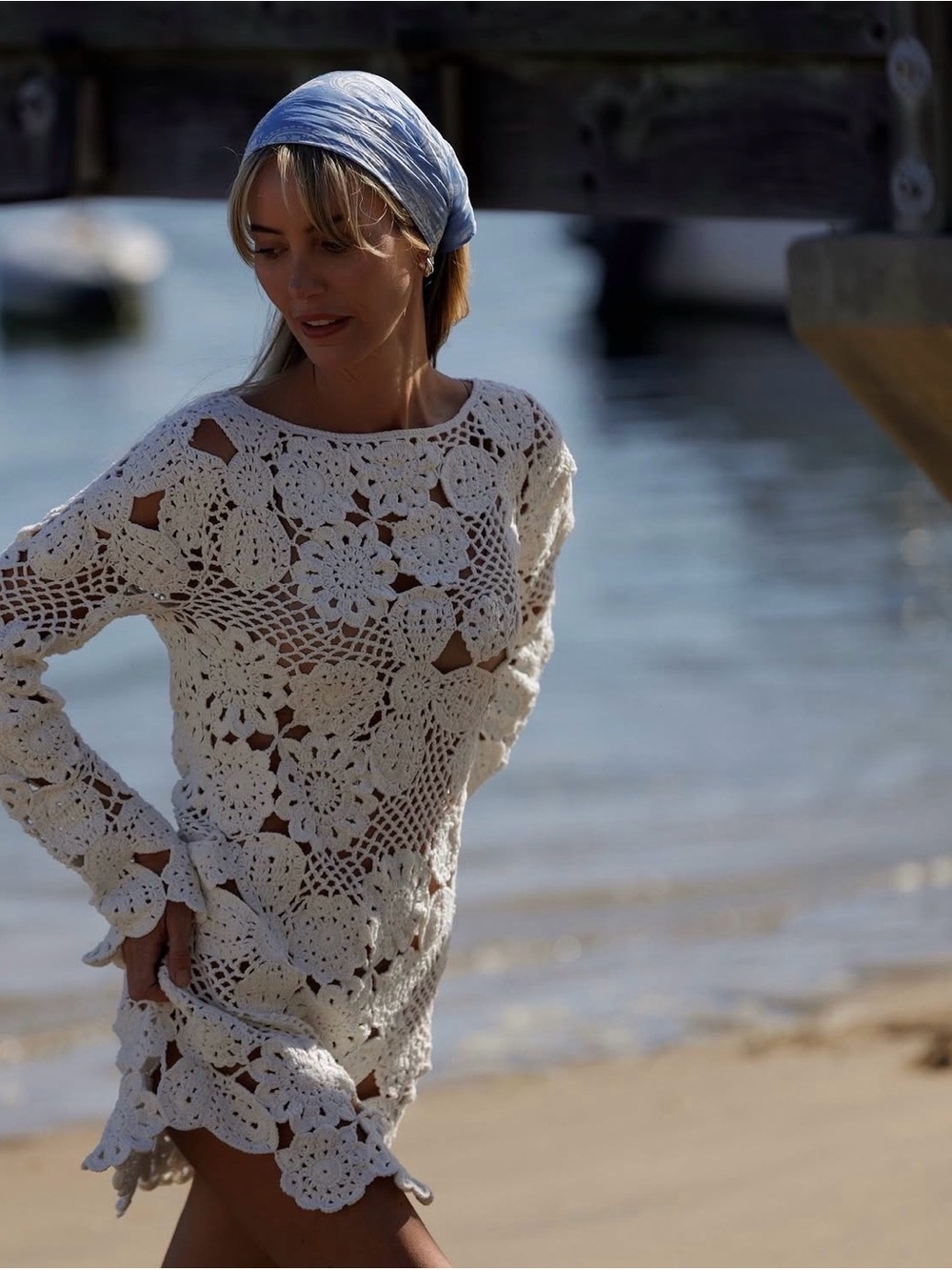 NWT Revolve Stone Fox Women's White Crochet Doily Dress